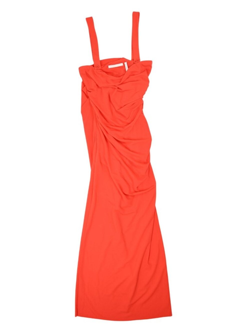 Helmut Lang Ruched Stretch-jersey Midi Dress In Papaya